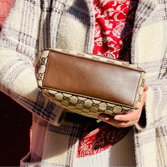 GUCCI Leather and Canvas Shoulder Bag AUTHENTIC - Picture 10 of 16